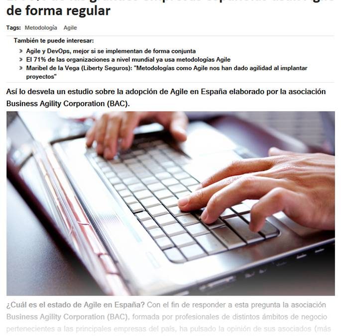 Computerworld: El 70% de las grandes empresas españolas usan Agile de forma regular