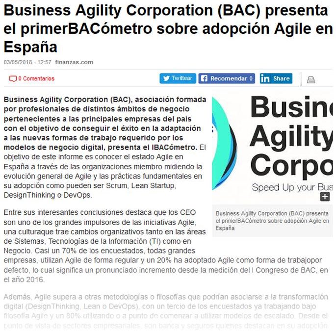 Finanzas.com: BAC presenta el primer BACómetro sobre adopción Agile en España